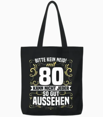 Mens 80th Birthday Please No Envy 80th Birthday T-Shirt, Black Tote Bags - Black