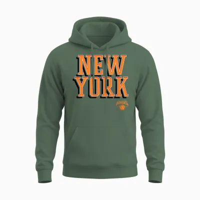 Logo Nba - New York Knicks City Wordmark Unisex Hoodie - Military Green