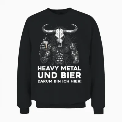 Heavy Metal Beer Outfit Hard Rock Design Rocker Rock Concert Unisex Sweatshirt - Black
