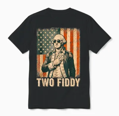 George Washington Two Fiddy 250 Anniversary Funny July 4th Unisex T-Shirt - Black