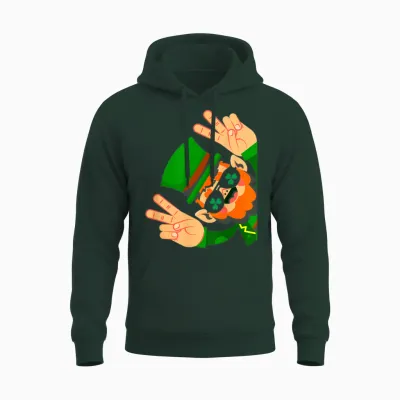 Irish Luck & Leprechaun Peace - Happy St Patrick's Day T-Shirt, Black Unisex Hoodie - Forest