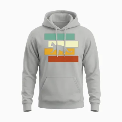 Cat Retro Unisex Hoodie - Ash
