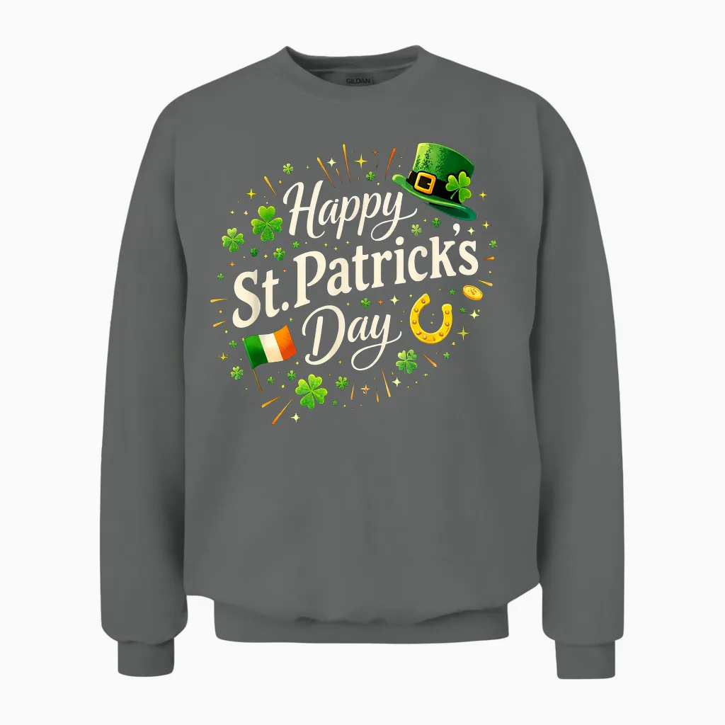 Happy Saint Patrick's Day Celebration Irish St Patrick's Day Unisex Sweatshirt in Graphite Heather