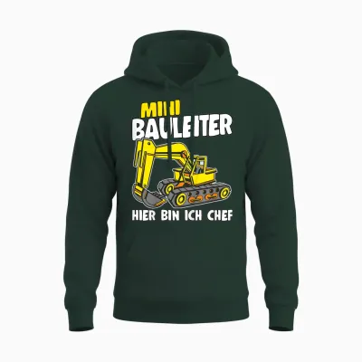 Baustelle Mini Bauleiter Bauherr Sprüche Jungen Bagger Unisex Hoodie - Forest