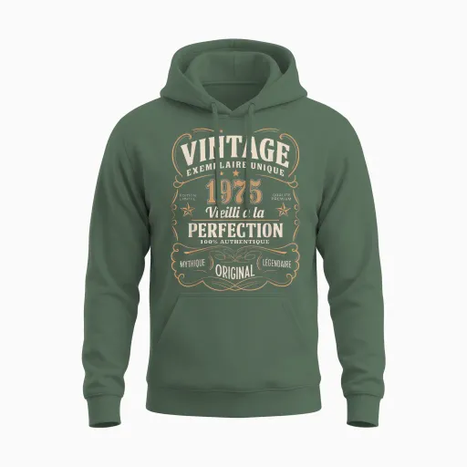 50 Years Man 1975 Birthday T Shirt 50 Years Man 1975 T-Shirt, Black, S Unisex Hoodie - Military Green