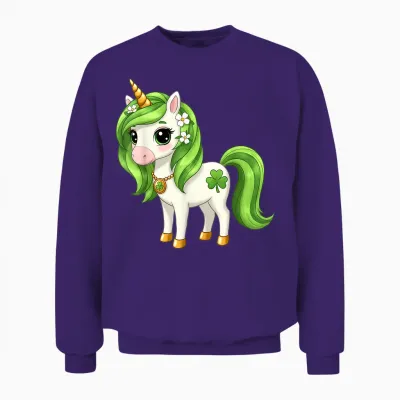 Adorable Unicorn Clover for St. Patrick's Day Unisex Sweatshirt - Purple
