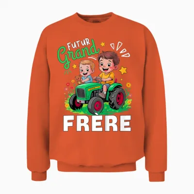 Child Future Big Brother 2026 Boy Gift Announcement Baby 2026 Unisex Sweatshirt - Orange