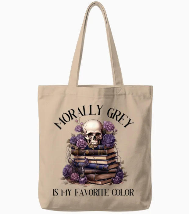 Spicy Fairy Tales Dark Romance Reader Moral Grey Books T-Shirt, Gray Tote Bags in Natural