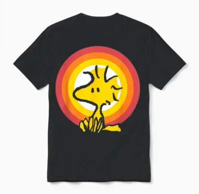Woodstock Sunset T-Shirt Peanuts, Black Unisex T-Shirt - Black