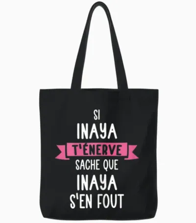 Gift Woman Humour Name Personalized Inaya T-Shirt, Black Tote Bags - Black
