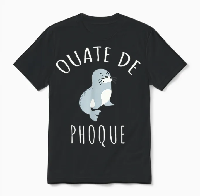 Seal Wadding French Humour Word Game Funny Unisex T-Shirt in Black