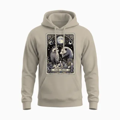 Team Trash Tarotkarte Opossum Hexerei Goth Possum Waschbär Unisex Hoodie - Sand