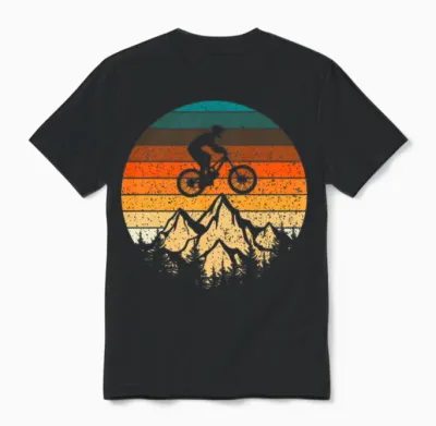 Mountainbike Downhill Retro Vintage Unisex T-Shirt - Black