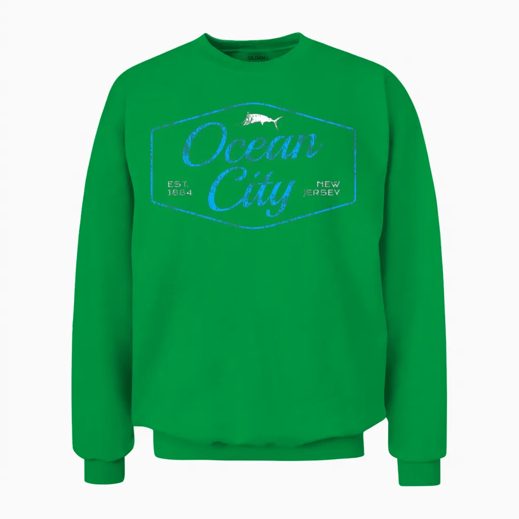 Ocean City Nj Marlin Unisex Sweatshirt in Irish Green