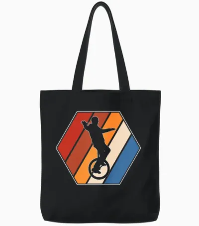 Unicycle Retro Tote Bags - Black