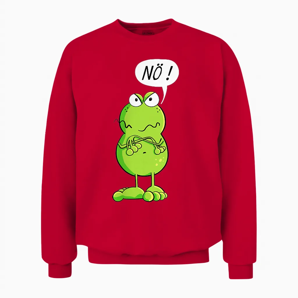 Statement T-Shirt with German Text "frosch I Nรถ Fun Design I Nein Comic" Unisex Sweatshirt in Red