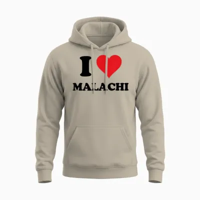 I Heart Malachi First Name I Love Personalized Stuff Unisex Hoodie - Sand