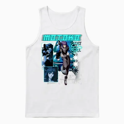 Ghost in the Shell Stand Alone Complex Section 9 Motoko Shot T-Shirt, Black, S Unisex Tank Top - White