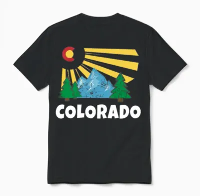 Native Colorado Gifts Co State Flag Sunrise Unisex T-Shirt - Black