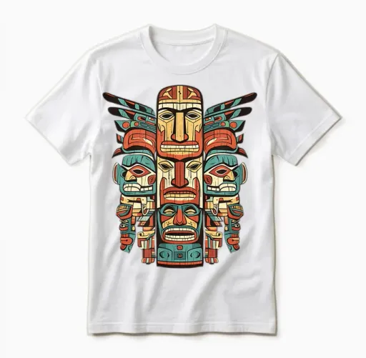 Motif Totem Indien Aztèque Du Sud-Ouest Amérindien Unisex T-Shirt in White