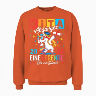 Kita Abgänger 2026 Einhorn Kindergarten Abschied Abschluss Unisex Sweatshirt - Orange
