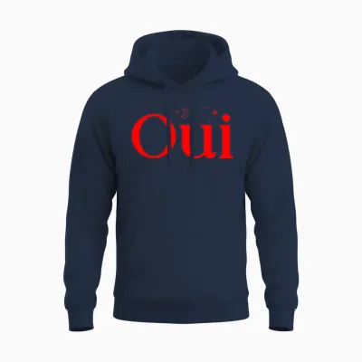 Oui French Word Yes France Paris Message Unisex Hoodie - Navy