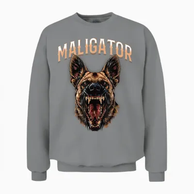 Maligator Belgian Malinois Dog Breed T-Shirt, Black, S Unisex Sweatshirt - Sport Grey