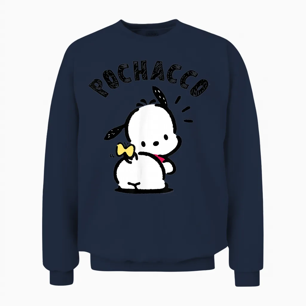 Sanrio Pochacco Backside Logo Unisex Sweatshirt in Navy