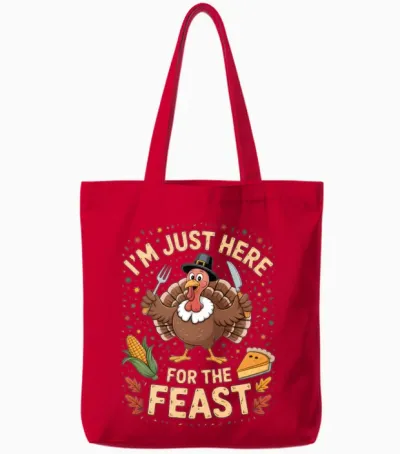 Thanksgiving Day Funny Turkey Tote Bags - Red