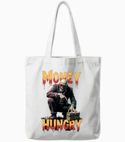 Money Hungry Zombie Tote Bags - White