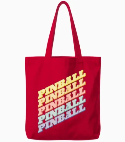 Pinball Retro Typography Dign Tote Bags - Red