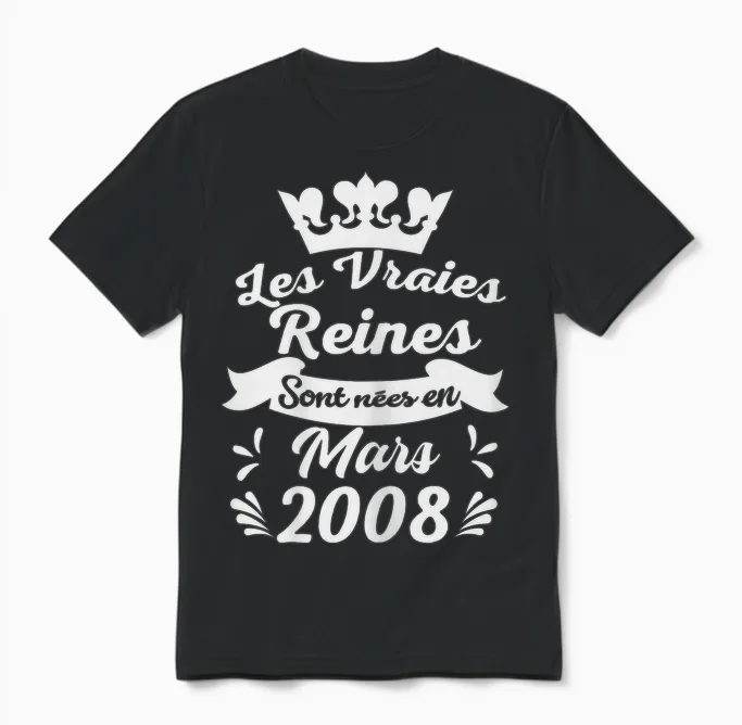 Les Vraies Reines Sont Nées En Février 2008 - Cadeau 18 Ans Unisex T-Shirt in Black