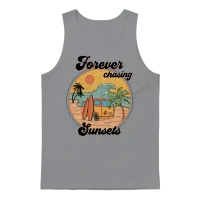 Forever Chasing Sunsets Retro Beach Tees Unisex Tank Top - Sport Grey – 1