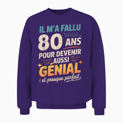 Cadeau Anniversaire 80 Ans Humour Original 80 Ans Homme Unisex Sweatshirt - Purple