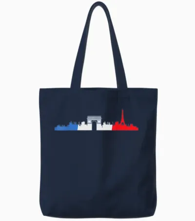 Paris Skyline Travelers France Design Tote Bags - Navy