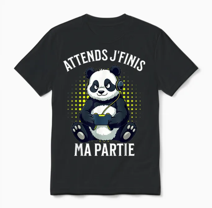 Video Games Panda Gaming Boy Gamer T-Shirt, Black, S Unisex T-Shirt in Black