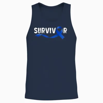 Survivor Colon Cancer Month Support Ruban Bleu Unisex Tank Top - Navy