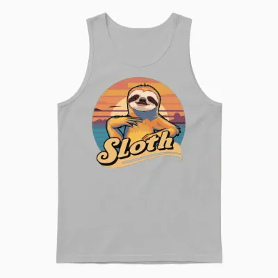 Funny Sloth Retro Vintage Unisex Tank Top - Ash