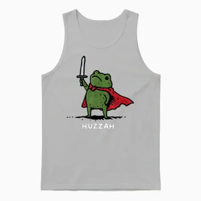 Huzzah Frog Knight Funny Sword Meme Quote Unisex Tank Top - Ash