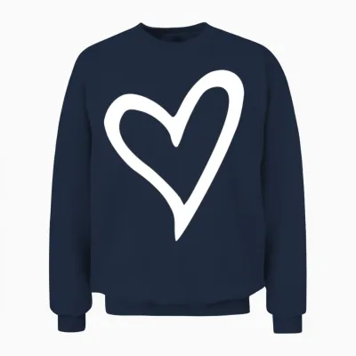 Heart White Unisex Sweatshirt - Navy