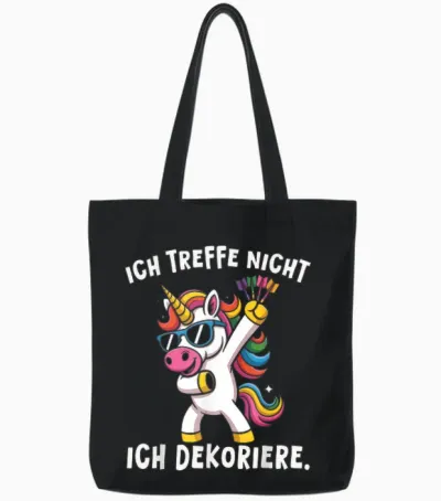 Dart Einhorn Ich Treffe Nicht Ich Dekoriere Lustiger Spruch Tote Bags - Black