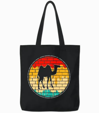 Camel Retro Tote Bags - Black