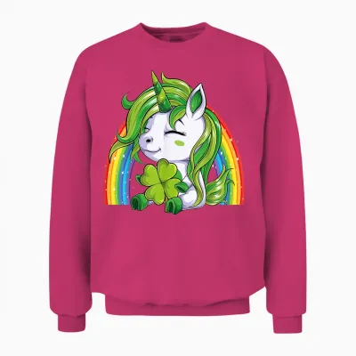 Einhorn Happy St Patricks Day Irish Rainbow Kleeblatt Kinder Unisex Sweatshirt - Heliconia