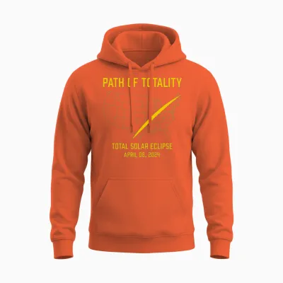 Total Solar Eclipse 2024 Usa Map Path of Totality Unisex Hoodie - Orange