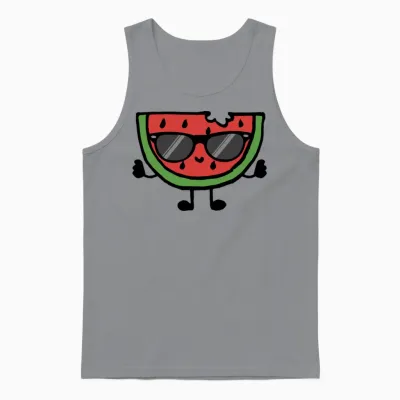 Watermelon with Sunglasses Baby Boy Girl Graphic Unisex Tank Top - Sport Grey