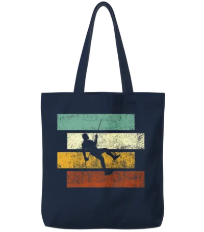 Climbing Retro Tote Bags - Navy