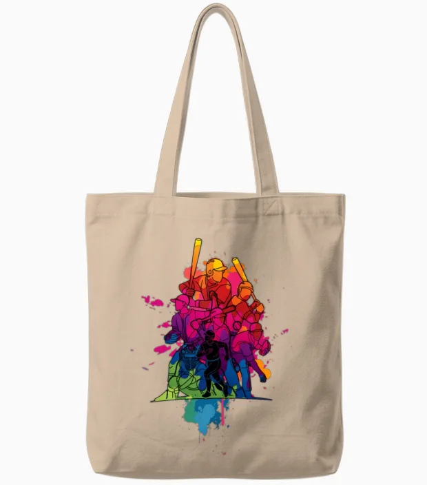 Baseball Catcher Pitcher Batter Tees for Youth Tote Bags in Natural