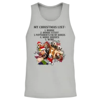 My Christmas List Horse and Wine Funny Horse Unisex Tank Top - Ash – 2