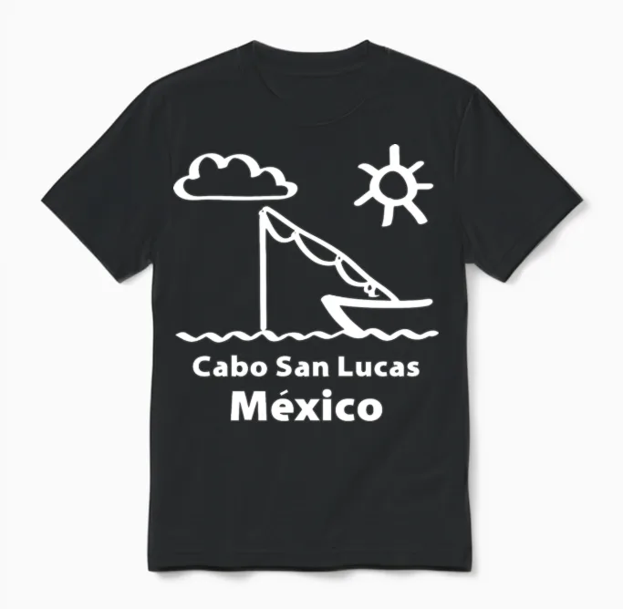 Cabo San Lucas Mexico Fishing Vacation Trip Beach Unisex T-Shirt in Black