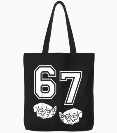 67 Nummer Sechzig Hände Lustiges Meme Varsity Matching Tote Bags - Black